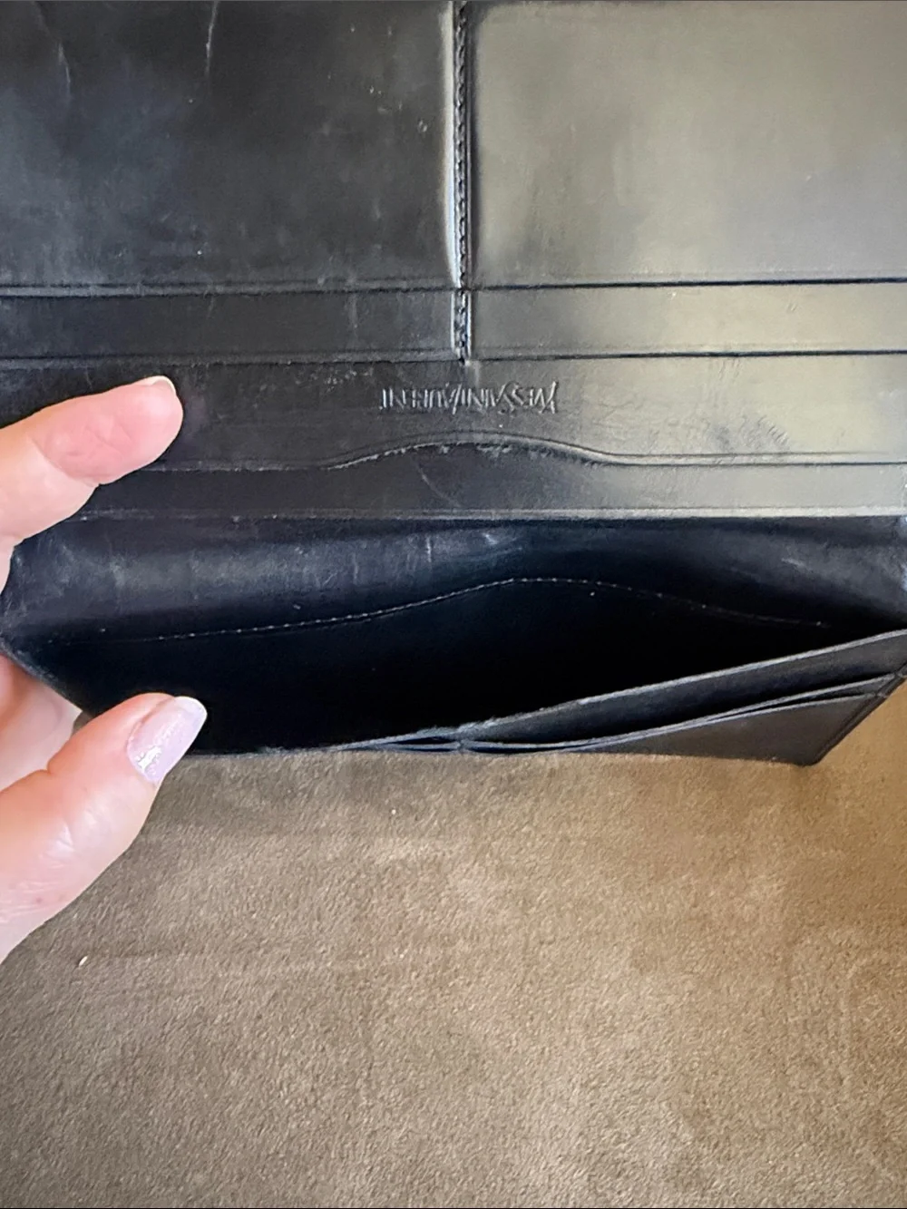 Yves Saint Laurent Black Lambskin Leather Slim Wallet - Picture 11 of 12